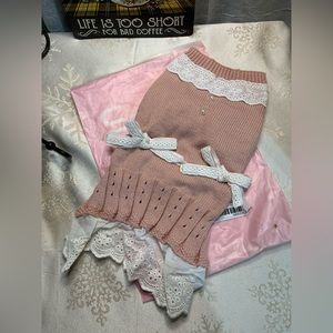 Dusty Rose Eyelet Trimmed Pet Sweater